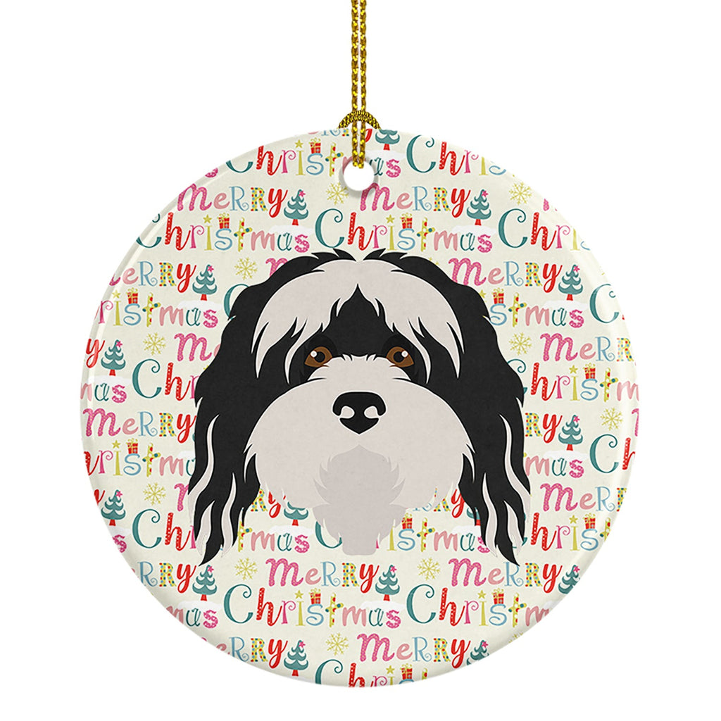 Tibetan Terrier Merry Christmas Ceramic Ornament
