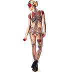 Halloween Skeleton Rose Bodysuit Cosplay Costume
