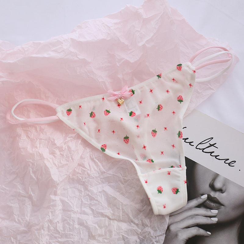 Translucent Strawberry Cherry Low Waist Women's Panties