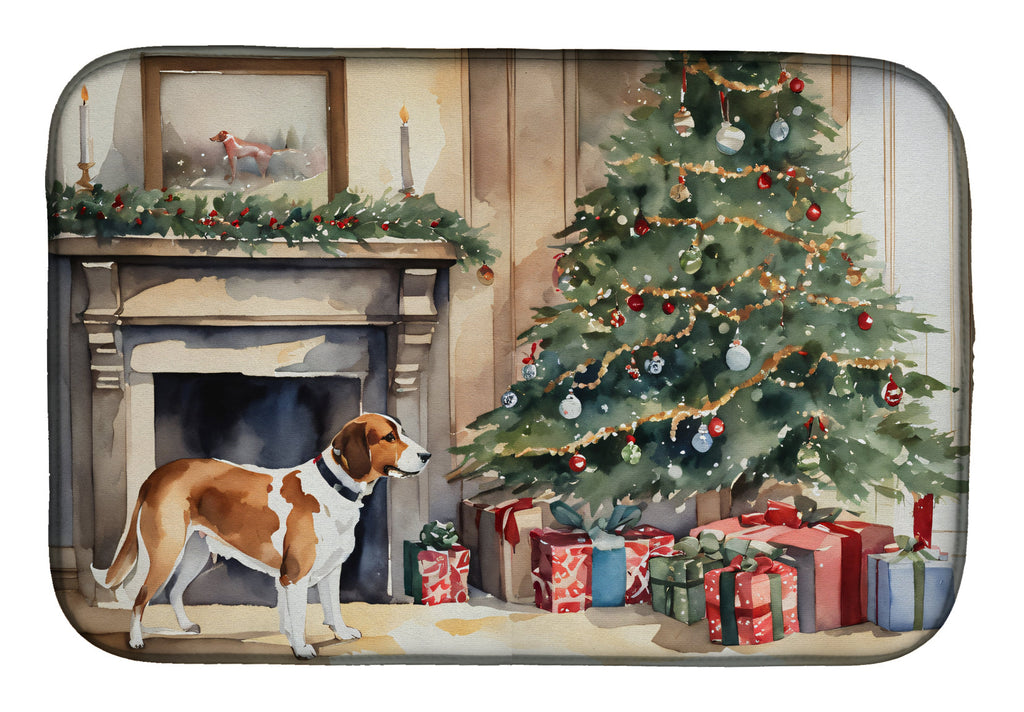 English Foxhound Cozy Christmas Dish Drying Mat