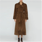 Women's Double-Breasted Polo Collar Trench Coat for Fall & Winter