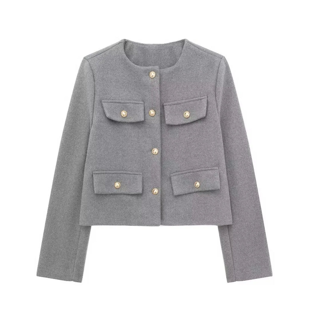 Fashion Casual All-match Flip Trim Short Coat