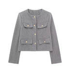 Fashion Casual All-match Flip Trim Short Coat