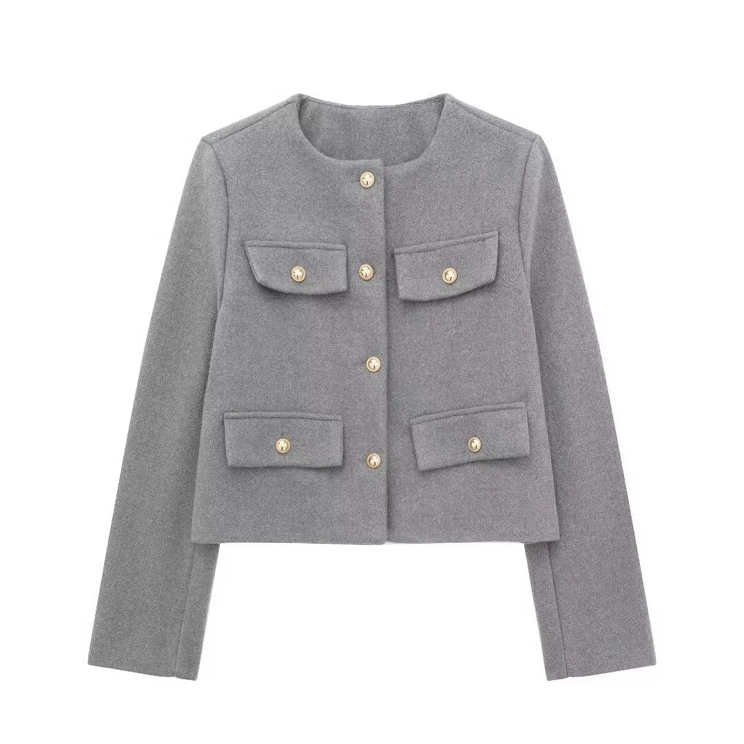 Fashion Casual All-match Flip Trim Short Coat