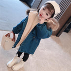 Mid-Length Cotton Wool Coat for Girls