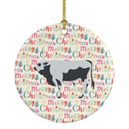 Hungarian Grey Steppe Cow Christmas Ceramic Ornament