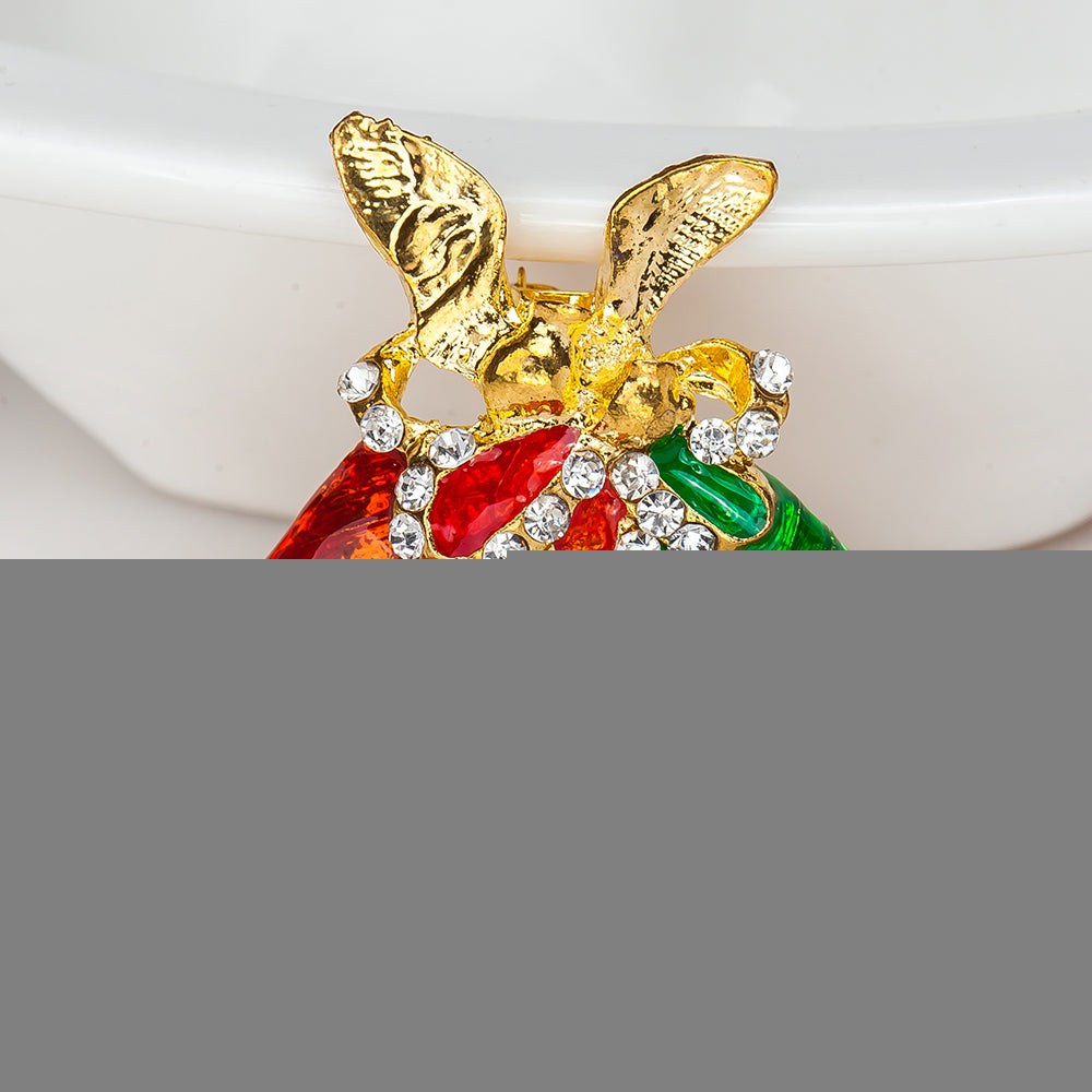 Fashionable Cartoon Christmas Bell Brooch with Rhinestones