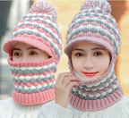 Women's Thick Knitted Fleece Winter Ear Protection Hat | Embroidered Cap