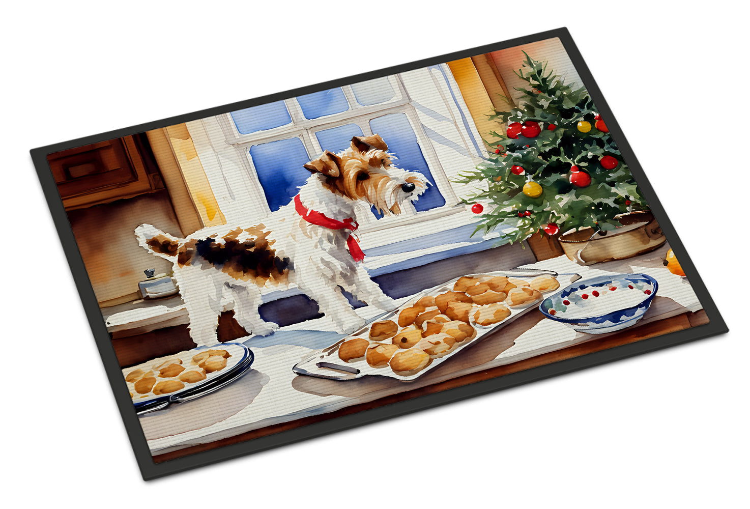 Wire Fox Terrier Christmas Cookies Doormat