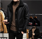 Men's Wool Coat with Button Closure - Reversible Jacket