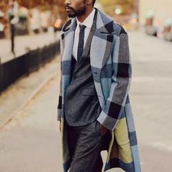 Men's Casual Loose Plaid Lapel Coat Jacket