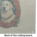 Great Pyrenees Christmas Flowers Glass Cutting Board