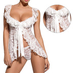 Plus Size Lace Lingerie Set with Sheer Nightgown