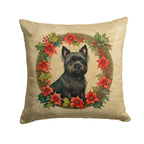 Cairn Terrier Christmas Flowers Throw Pillow