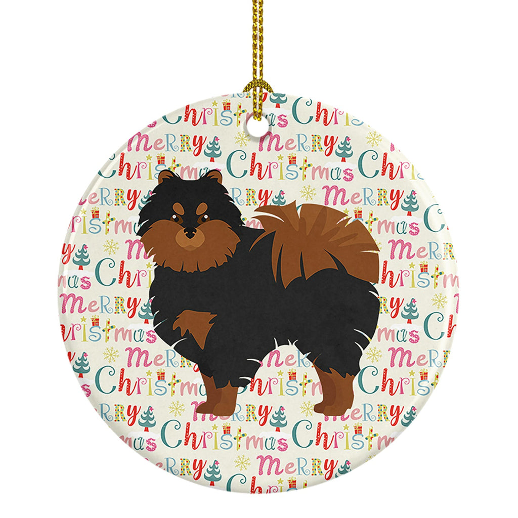 Pomeranian #2 Merry Christmas Ceramic Ornament