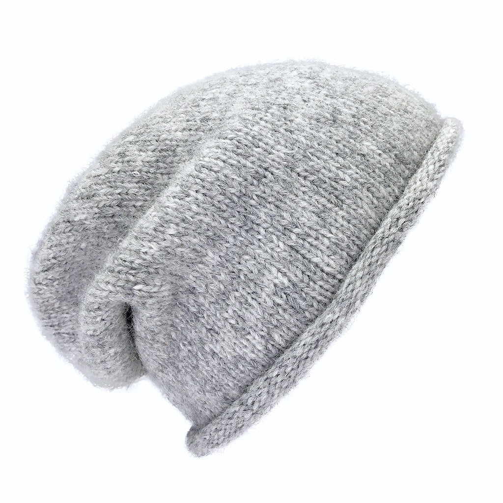 Gray Essential Knit Alpaca Beanie | Embroidered Cap