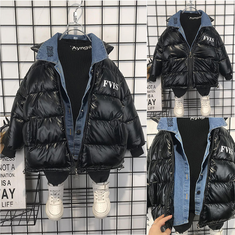 Boys Black Cotton Windbreaker Jacket for Winter 2023