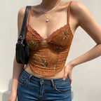 Cute Lace Frill Spaghetti Strap Beach Top for Women