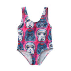 Girls Sugar Skull Print One-Piece Swimsuit