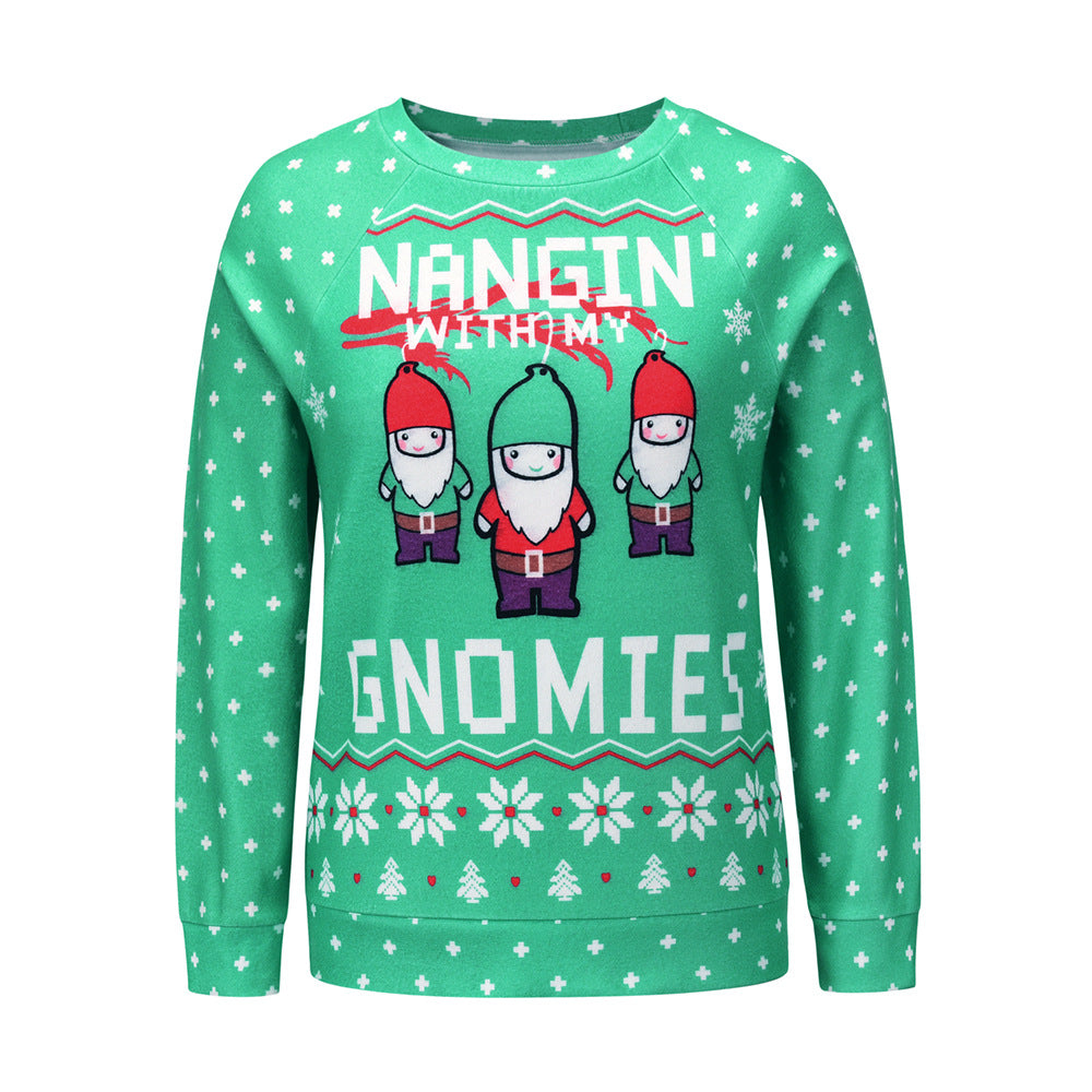 Christmas Print Long Sleeve Casual Sweater Coat for Women