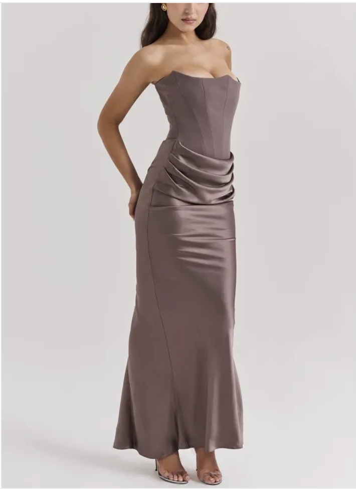 Off-Shoulder Slim Silk Corset Top