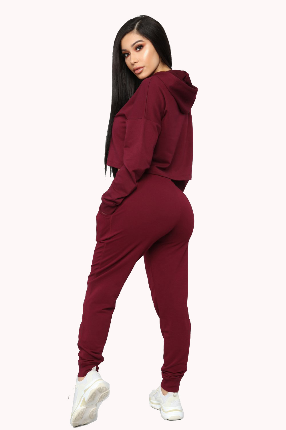 Cropped Drawstring Hoodie Set | Streetwear