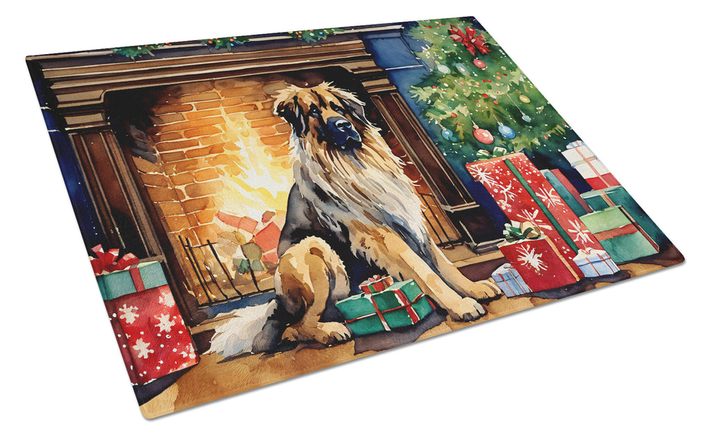 Leonberger Cozy Christmas Glass Cutting Board