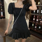 Women's Puff Sleeve Pink Summer Dress for Daily Wear