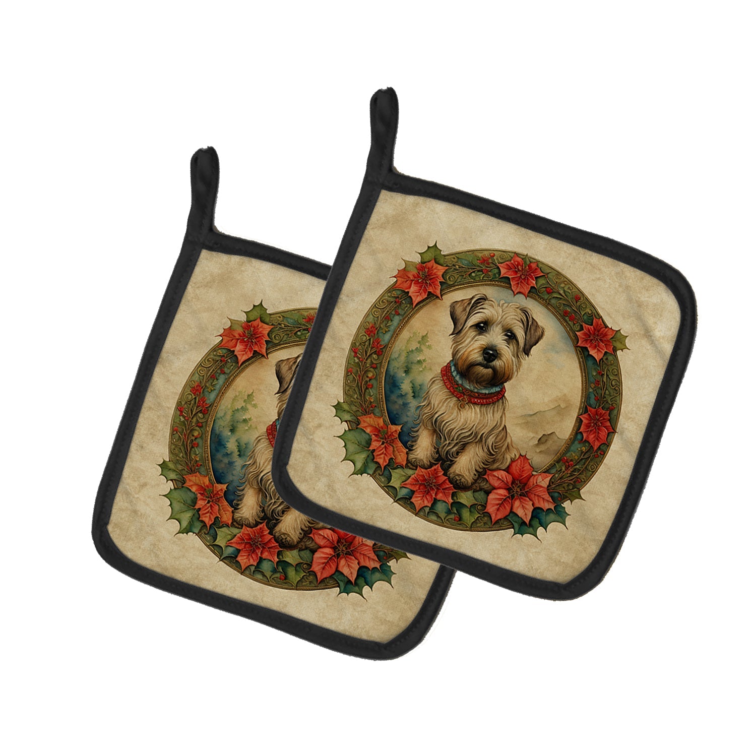 Glen of Imaal Terrier Christmas Flowers Pair of Pot Holders