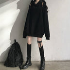 2024 Autumn Gothic Women's Oversized Hoodie with Pockets | Streetwear