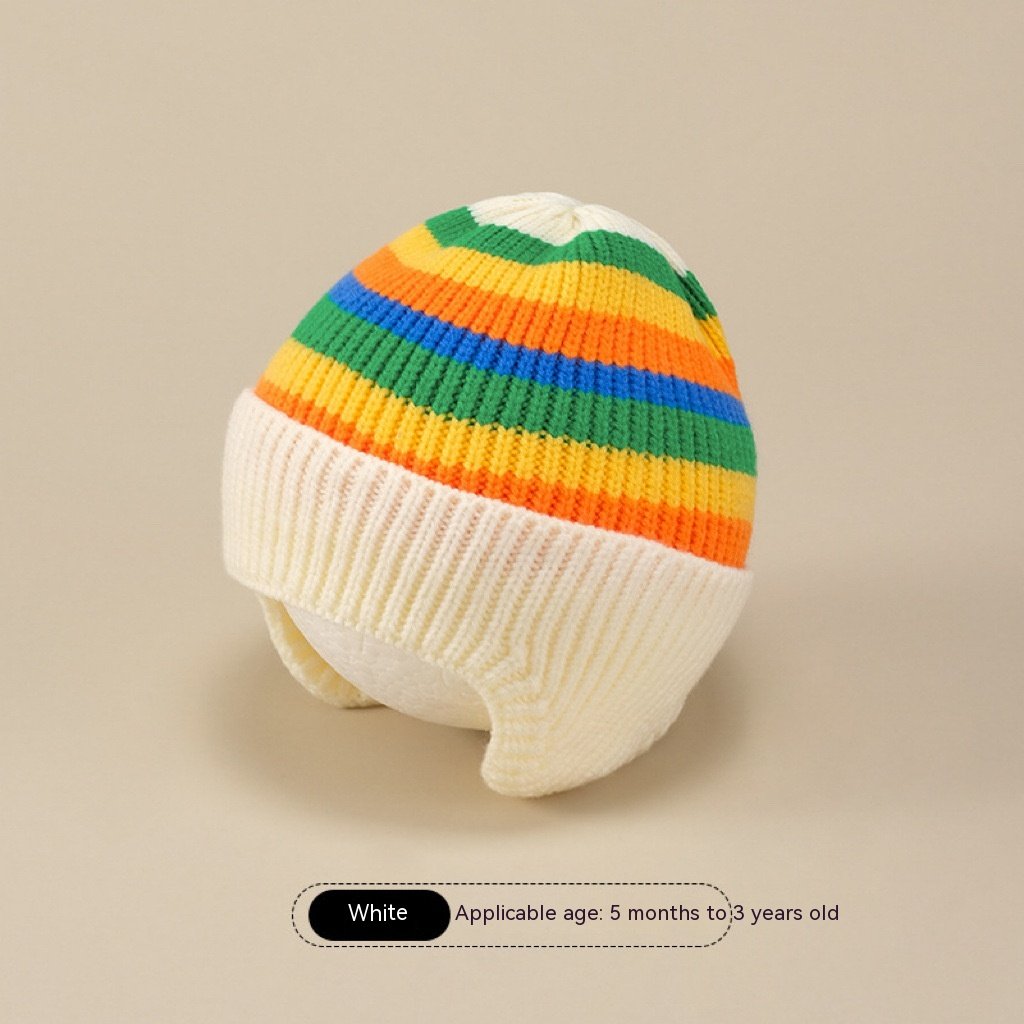 Girls' Warm Knitted Wool Earmuffs and Hat Set | Embroidered Cap