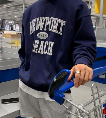 Quality Cotton American O-Neck Letter Sweatshirt (One Piece)