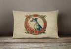 Greyhound Christmas Flowers Throw Pillow