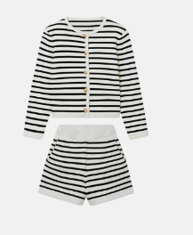 Milano Set: Striped Knit Cardigan and Shorts Outfit