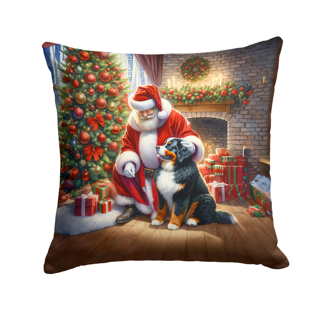 Bernese Mountain Dog and Santa Claus Throw Pillow