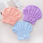 High Density Coral Fleece Hair Drying Hat | Embroidered Cap
