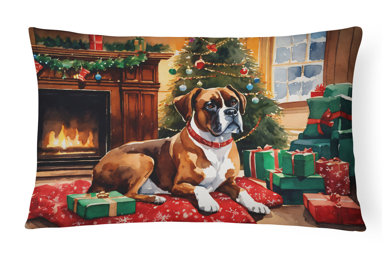 Boxer Cozy Christmas Throw Pillow