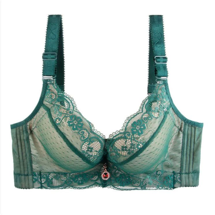 New Large Size Four-Row Adjustable Lace Bra - Supportive & Comfortable
