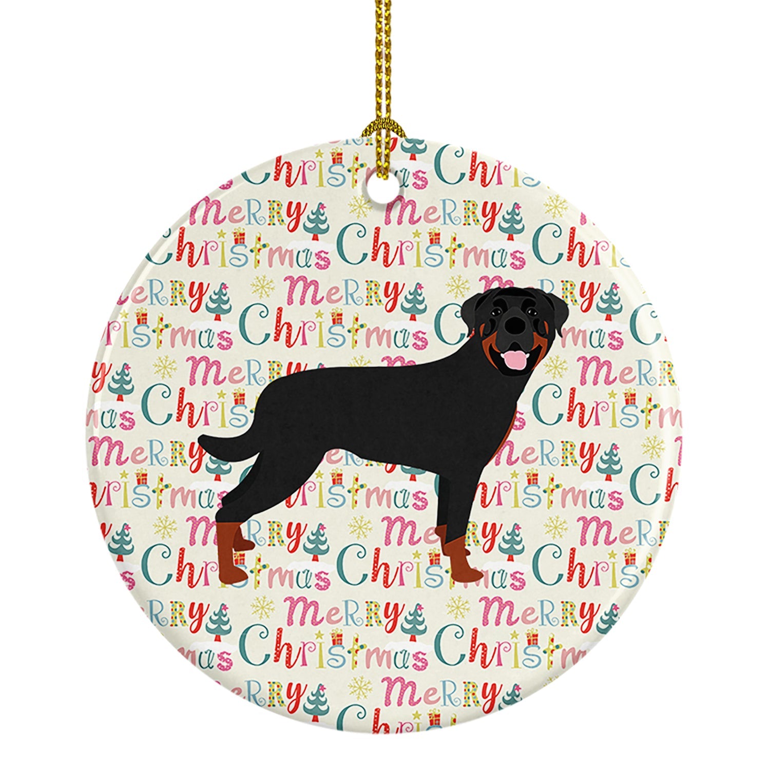 Rottweiler Merry Christmas Ceramic Ornament