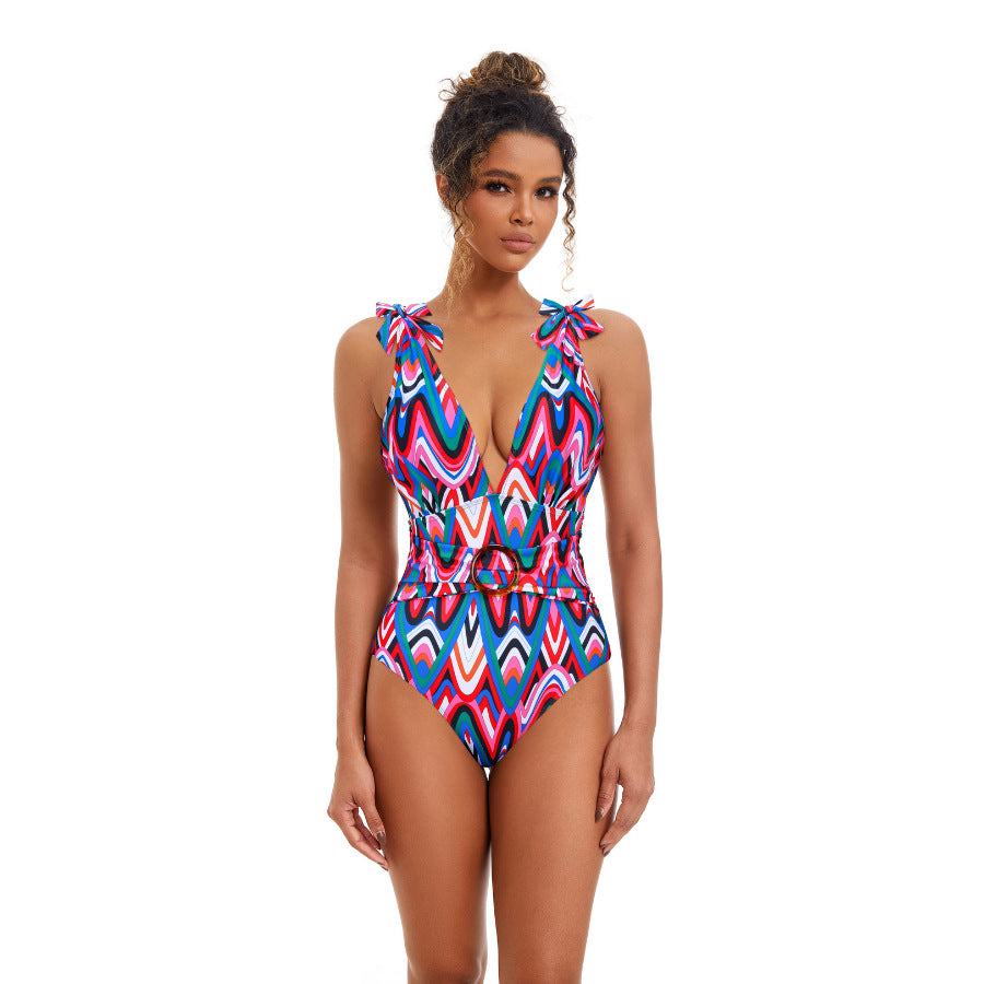 2024 Cross-Border Women's Floral Swimsuit with Skirt Set