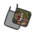 Bluetick Hound and Santa Claus Pair of Pot Holders