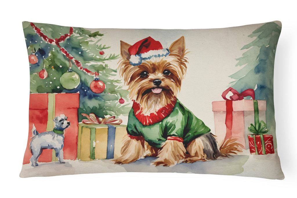 Yorkie Christmas Throw Pillow