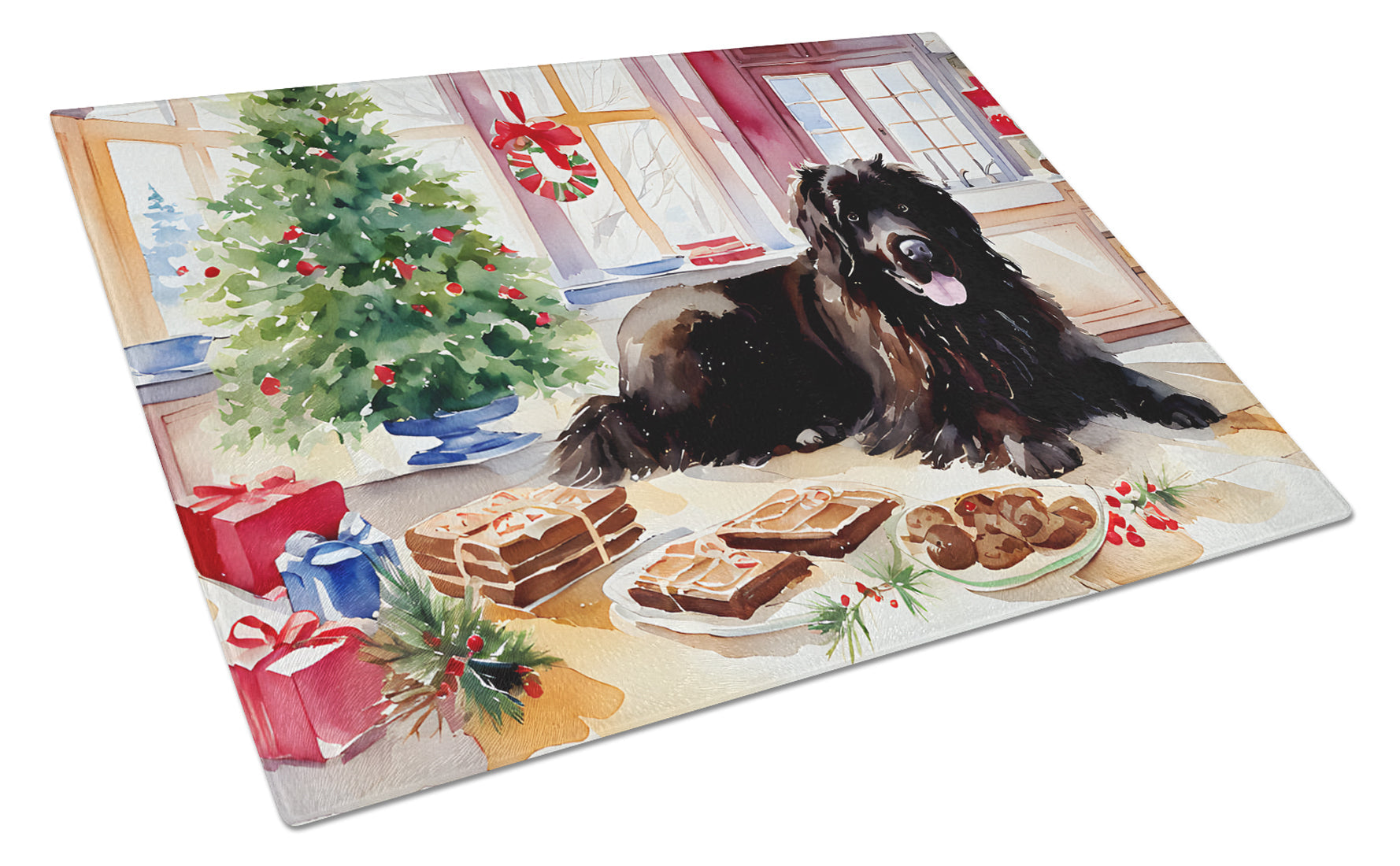 Newfoundland Christmas Cookies Glass Cutting Board