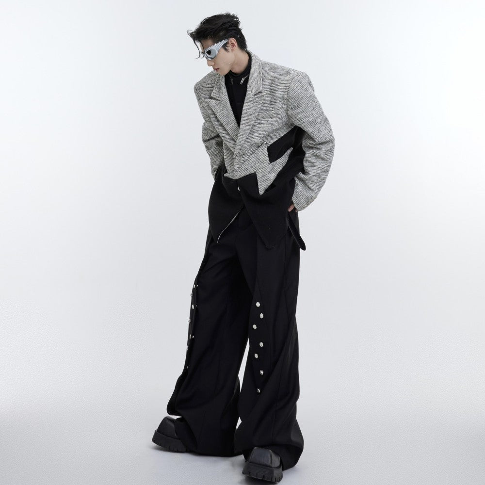 Woolen Suit Jacket with Design Felt Details