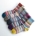 Thick Line Winter Rhombus Wool Socks - Medium Tube