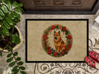 Finnish Spitz Christmas Flowers Doormat