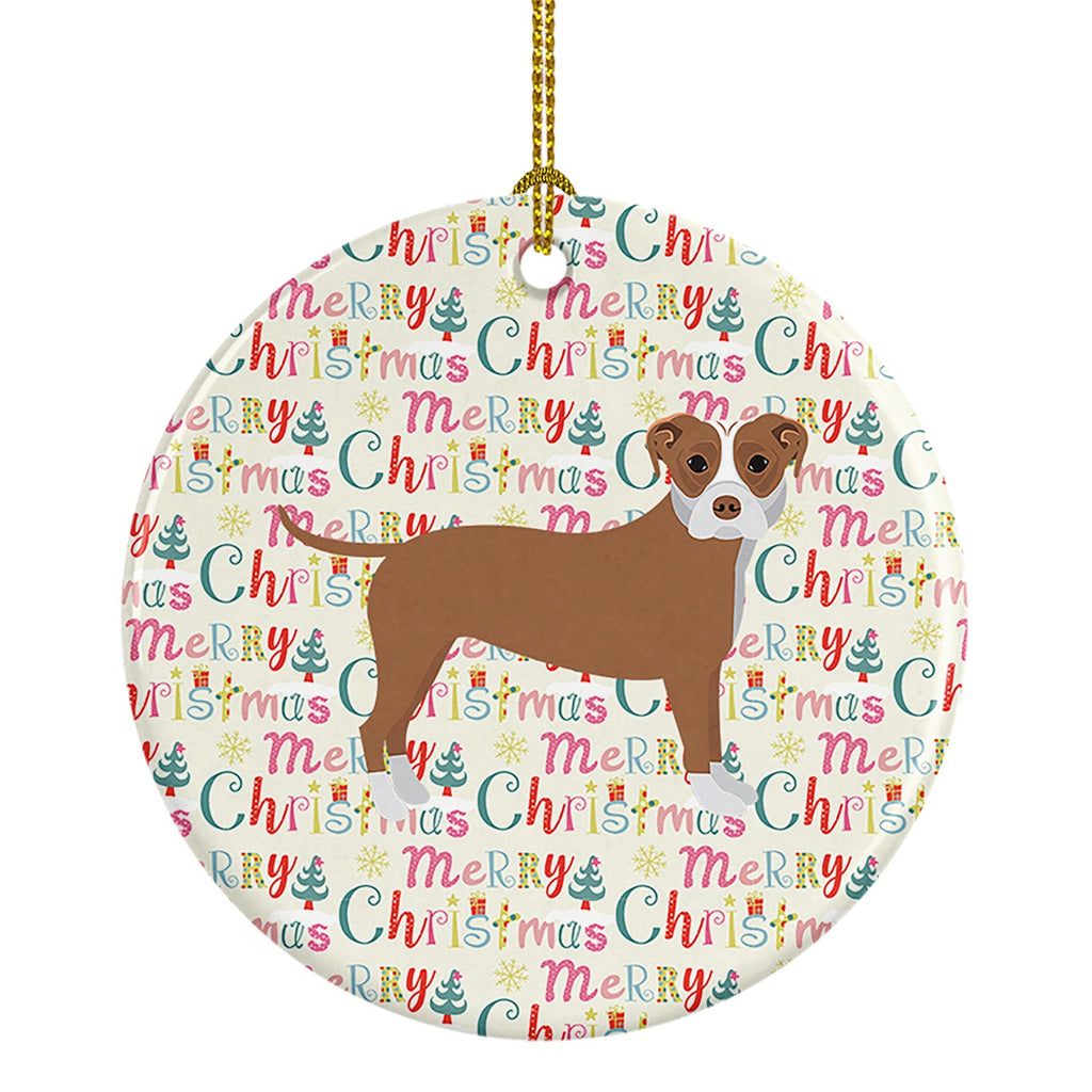 Staffordshire Bull Terrier #2 Merry Christmas Ceramic Ornament