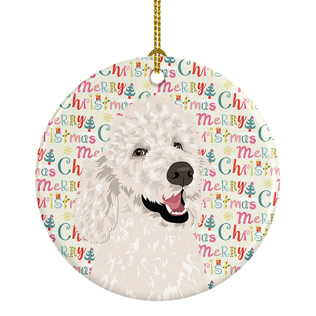 Poodle Standard White Christmas Ceramic Ornament