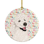 Poodle Standard White Christmas Ceramic Ornament