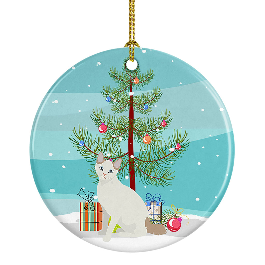 Korean Bobtail Cat Christmas Ceramic Ornament
